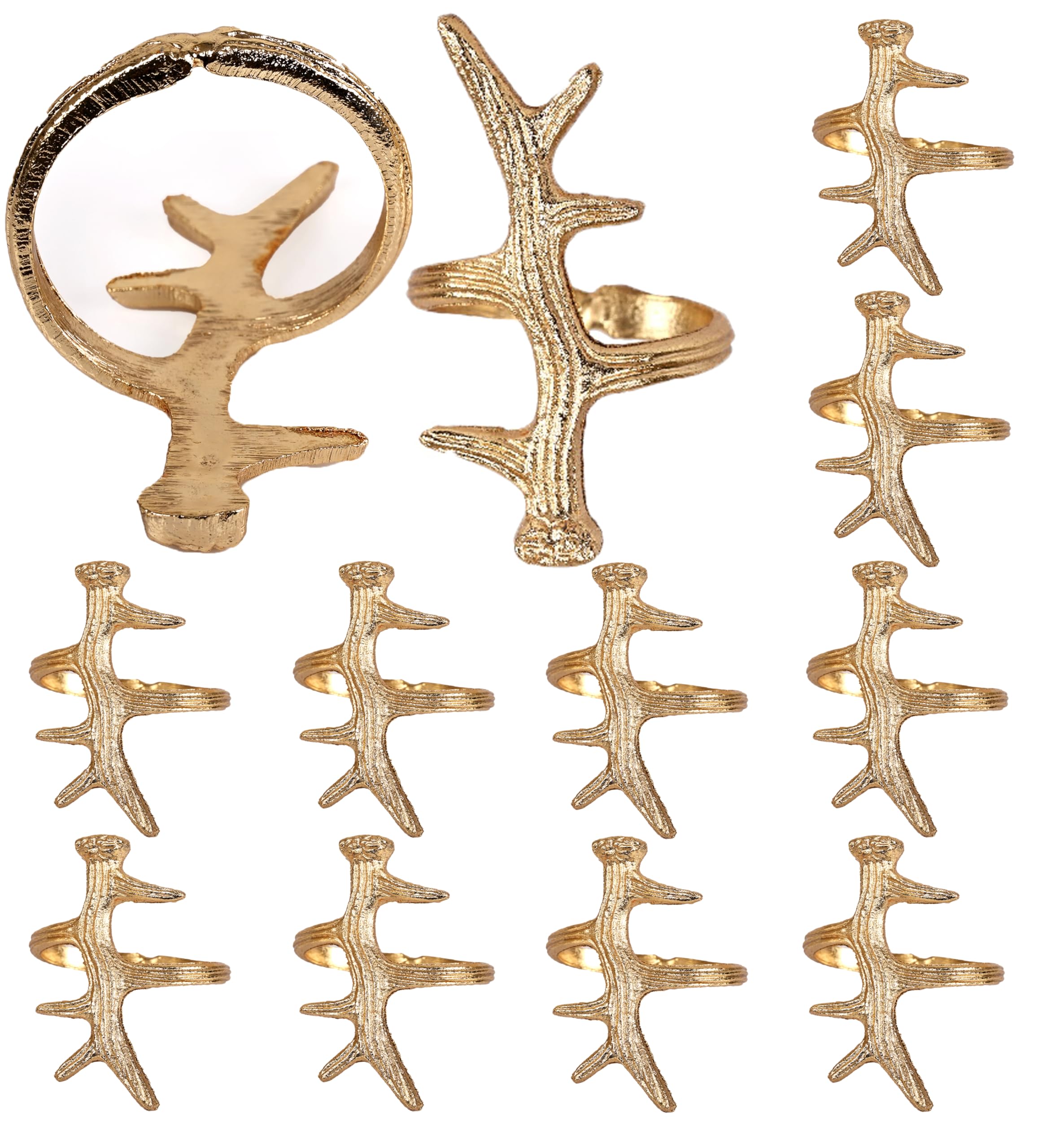 12 Pcs Napkin Rings Set - Farmhouse Cloth Napkin Holders - Ideal Décor for Christmas, Weddings, Family Gatherings, Formal Dinners, Banquets & Everyday Dining (Gold) - ALPHA Living HOME