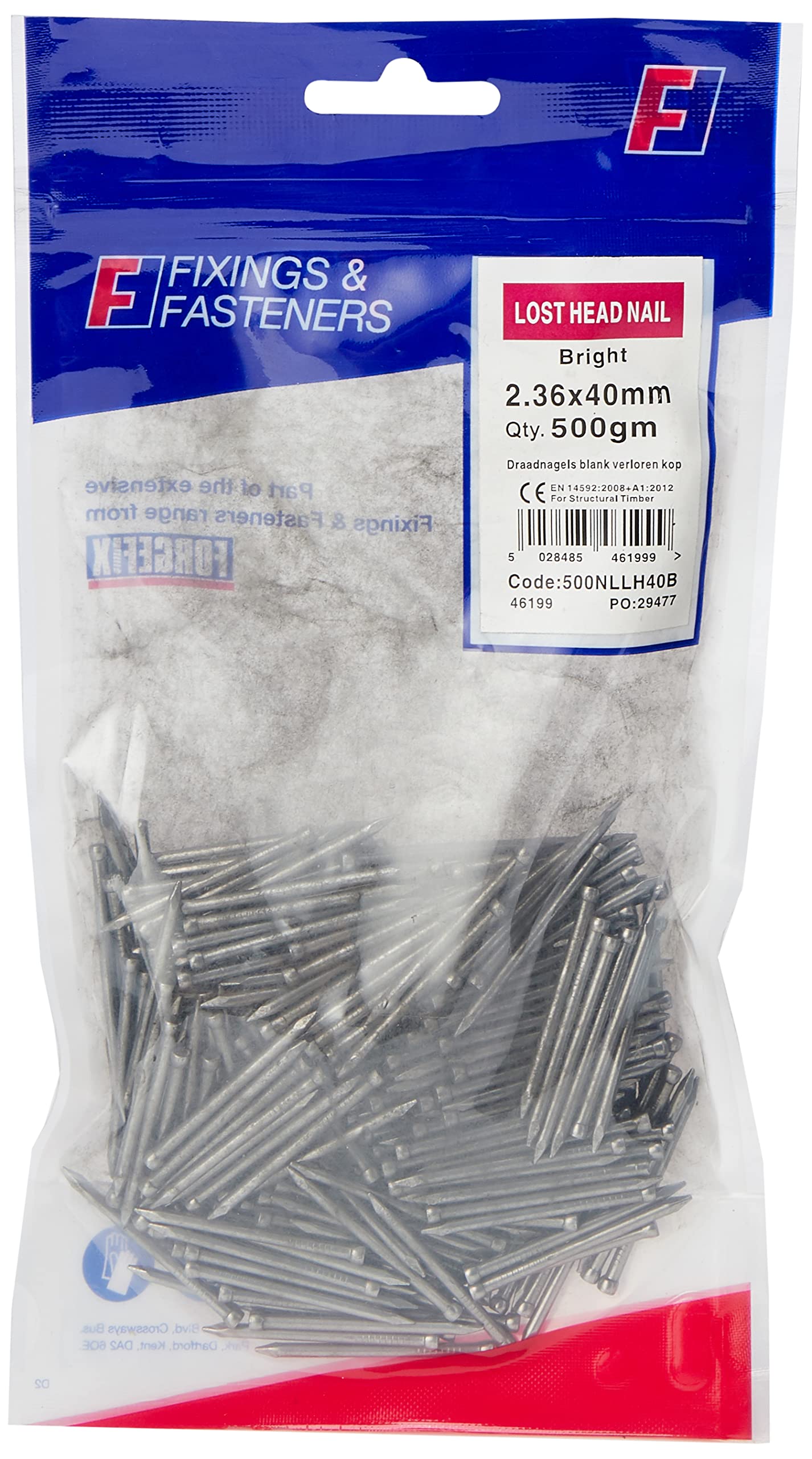 ForgeFix Lost Head Nails | 2.36 x 40mm | Bright | Bag 500gm