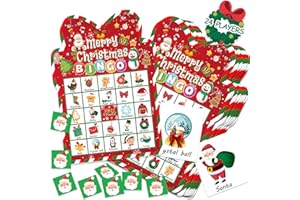 Dacefloy Merry Christmas Bingo Cards Set 24 Players Xmas Party Games Board Activities for Family Classroom/Holiday/Group Winter Loteria for Kids Fun Game Stickers
