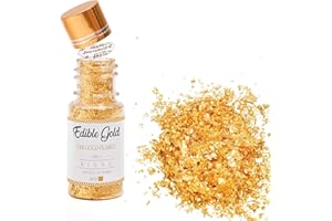 KINNO Edible Gold Leaf Flakes, 100 mg Edible Gold Flakes for Cakes, Drinks, Chocolates, Cooking & Beauty Decorative, 24K Gold Skin Care
