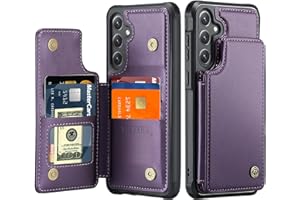 Vizvera for Galaxy S23 FE Wallet Case with Card Holder, Durable Kickstand [RFID Blocking] for Women Men, Full Body Protection Shockproof Waterproof Phone Case forS23 FE 5G 2023-Purple