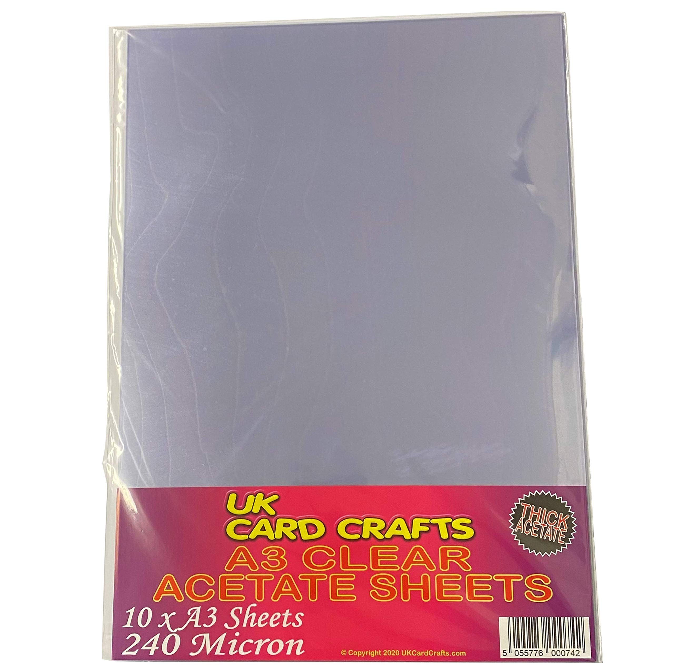 A3 Acetate - 10 Sheets per Pack, 240 Micron - UK Card Crafts