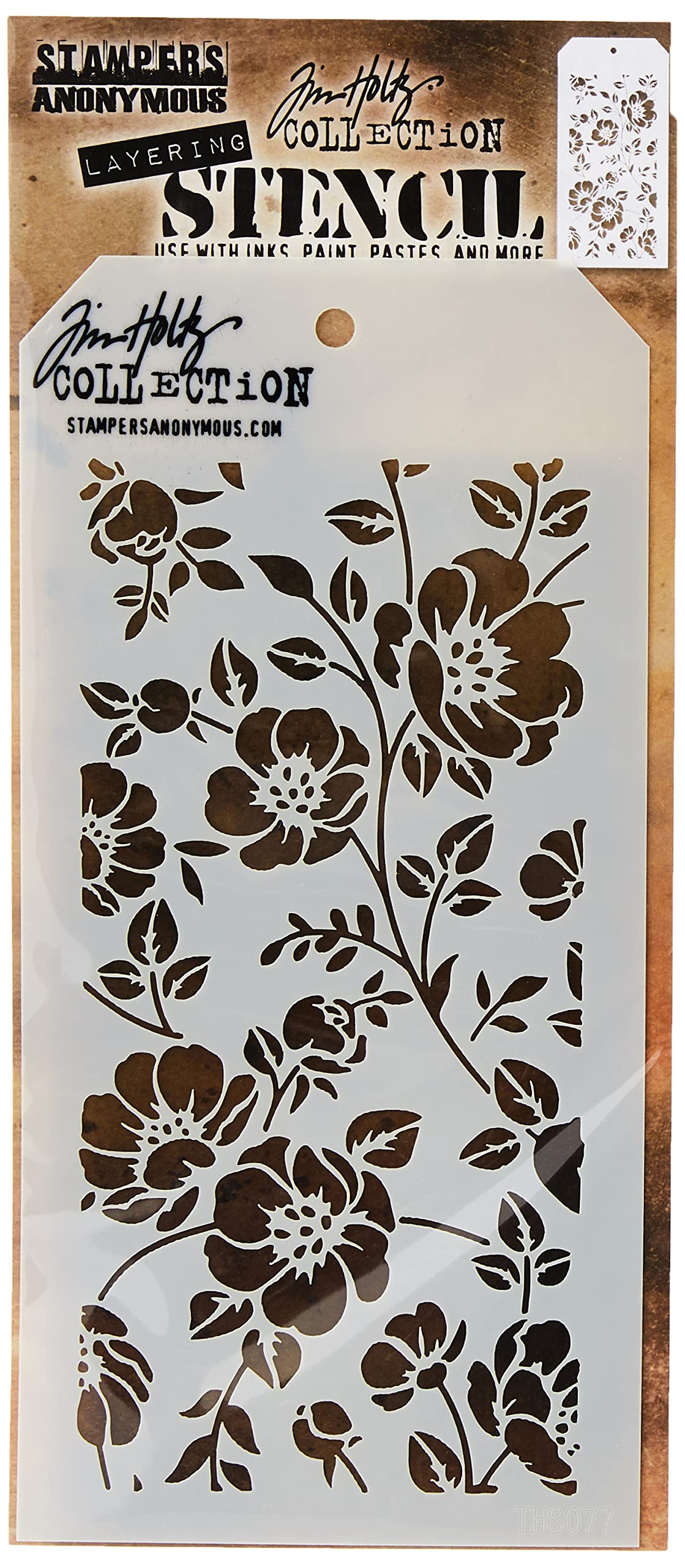 Stampers Anonymous Tim Holtz Floral Stencil, Transparent,28.3 x 11.4 x 0.1 cm