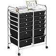 Yaheetech 12 Drawers Rolling Storage Cart Multipurpose Movable Organizer Cart Storage Bin Trolley Tools Scrapbook Paper Organizer on Wheels, Black