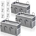 Kanrichu 2pcs 3-pockets Large Wall Hanging Organizer Bag, Linen Fabric Door Hanging Storage Baskets with Pockets, Waterproof Bin for Kitchen, Bedroom, Office, RV Camper (Gray-3pcs)