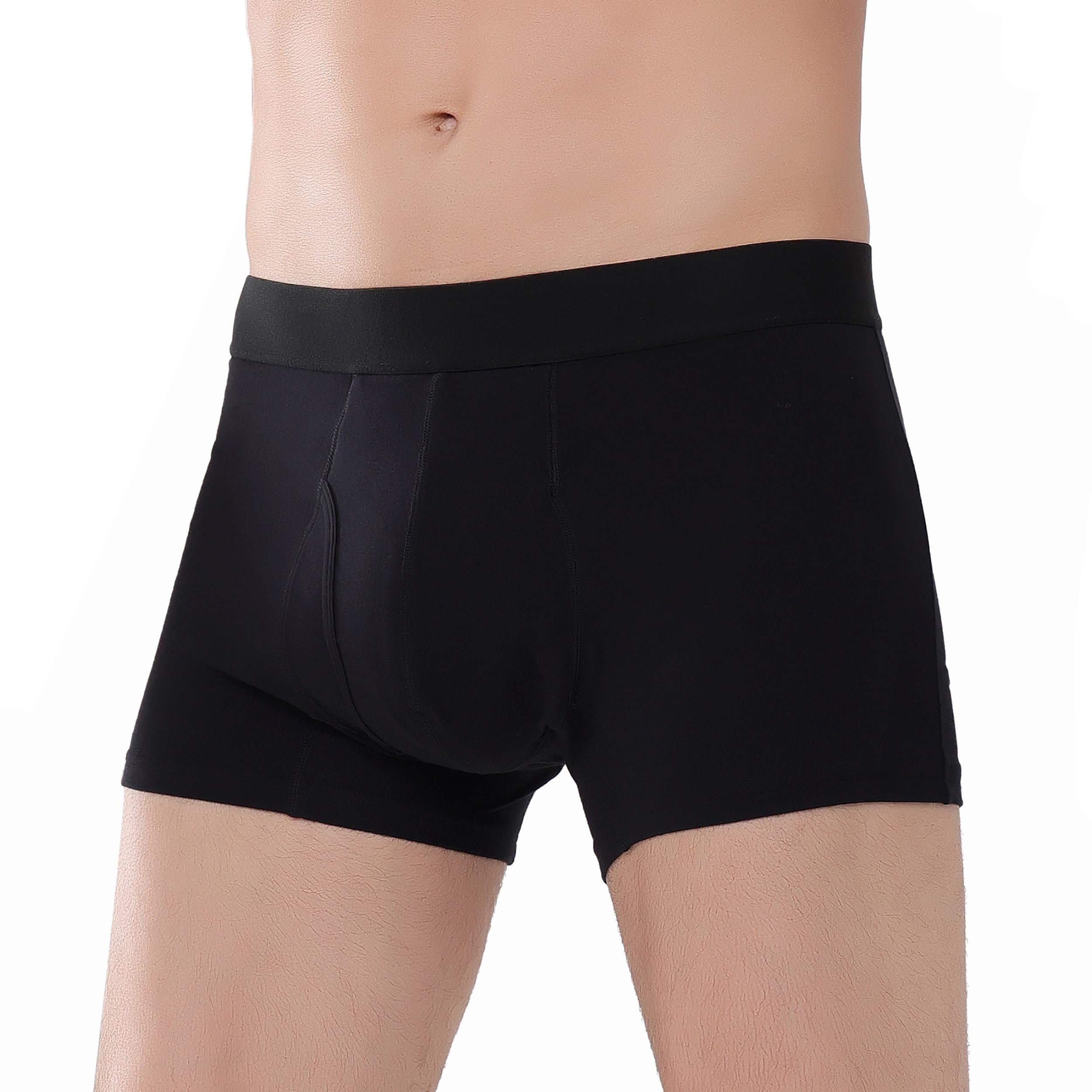 Photo 1 of AIRCUTE Men Urine Incontinence Underwear Fly Front Opening Absorbent Leak Proof Boxer Briefs for Leakage Dribbles (Medium, Black)