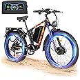 PHILODO Electric Bike for Adults, 5000W Peak Dual Motor Fat Tire Ebike 60V 26AH Electric Bicycles with Full Suspension Hydraulic Disc Brakes 45MPH