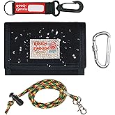 Rough Enough Kids Wallet for Boys with Lanyard & Zipper Coin Pocket, Water-Resistant Trifold Wallet for Teen Boys, Black Cordura