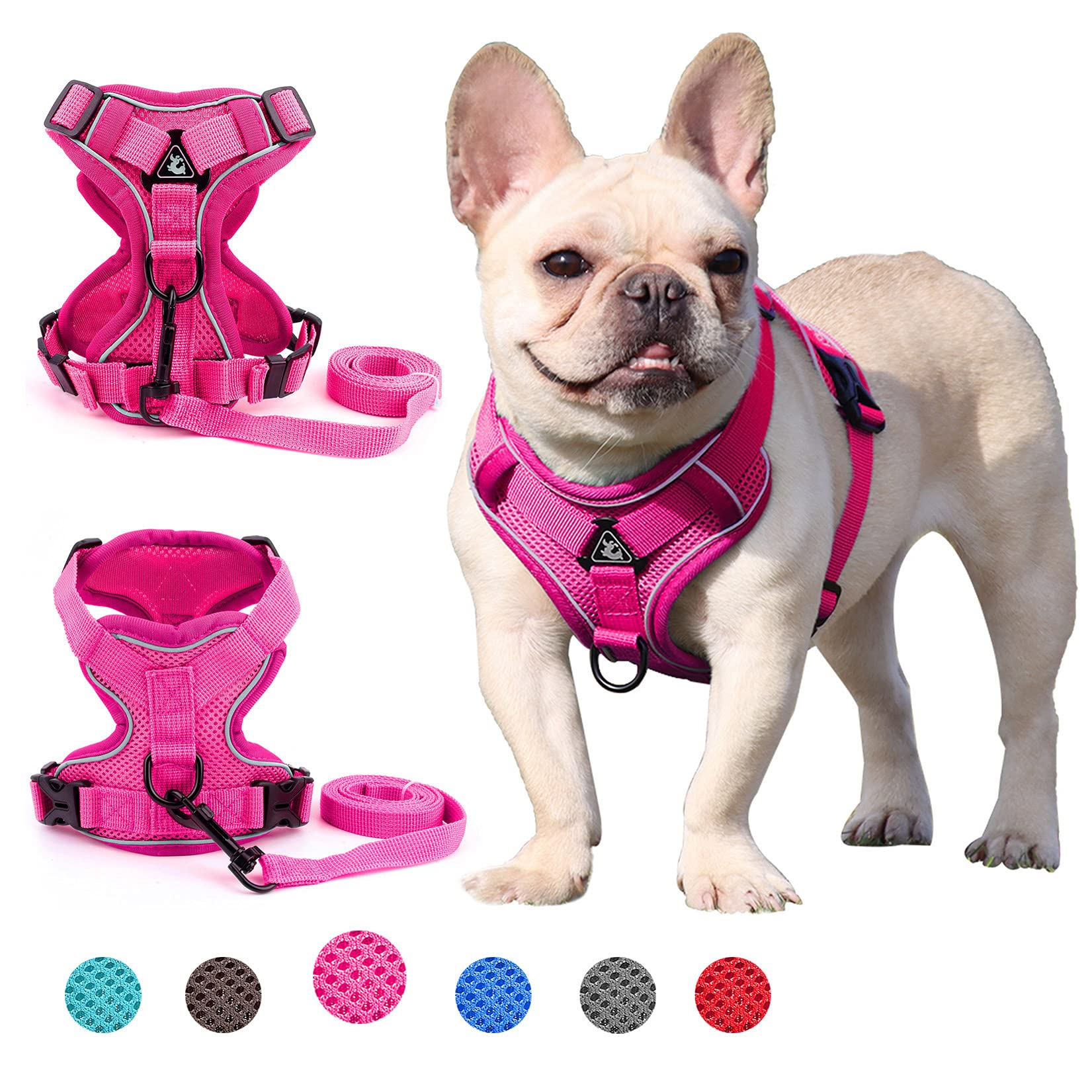 Zunea Pet Dog Harness for Small Dogs No Pull Puppy Cats Vest Lead Set Adjustable Reflective Breathable Mesh XS/S Size Chihuahua Yorkie Escape Proof for Walking Pink S