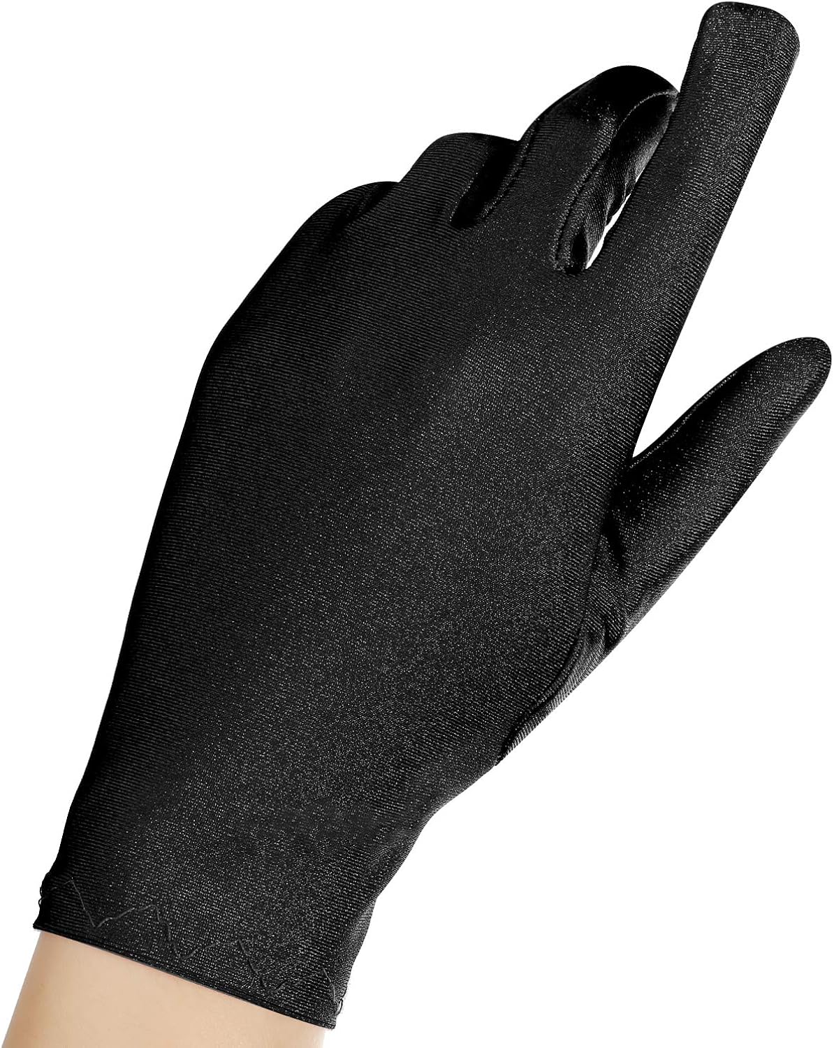 2 Pairs Adult Spandex Gloves Wrist Length Gloves Gown Opera Gloves Party Cosplay (White and Black): Clothing