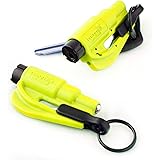 RESQME 04.100.09 The Original Keychain Car Escape Tool Safety Yellow Seatbelt Cutter and Window Glass Breaker, 2 Pack