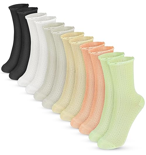 ValueBargain Frill Socks 6-Pack - Breathable Cotton Ankle with Lettuce Prune, Cute No-Show for Casual Everyday Wear (Non-Slip Comfort)