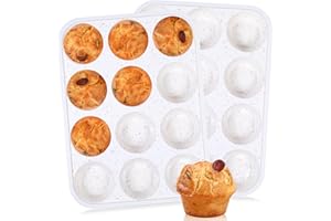 Fimary Muffin Pan - 12 Cups Silicone Muffin Pan Non-Stick Food Grade Silicone Cupcake Pan for Muffins,Tart, BPA Free - Standard Cup Size - Diameter 2.8" Depth 1.2" - Set of 2 Coffee-Colored Spots