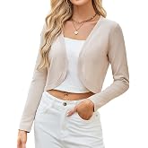 GRACE KARIN Cropped Cardigans for Women Long Sleeve Bolero Shrug Sweater | Lightweight Shrugs for Women, Open Front Cardigan Sweaters, Dressy Crop Cardigan, 2026 Fall Fashion Clothes