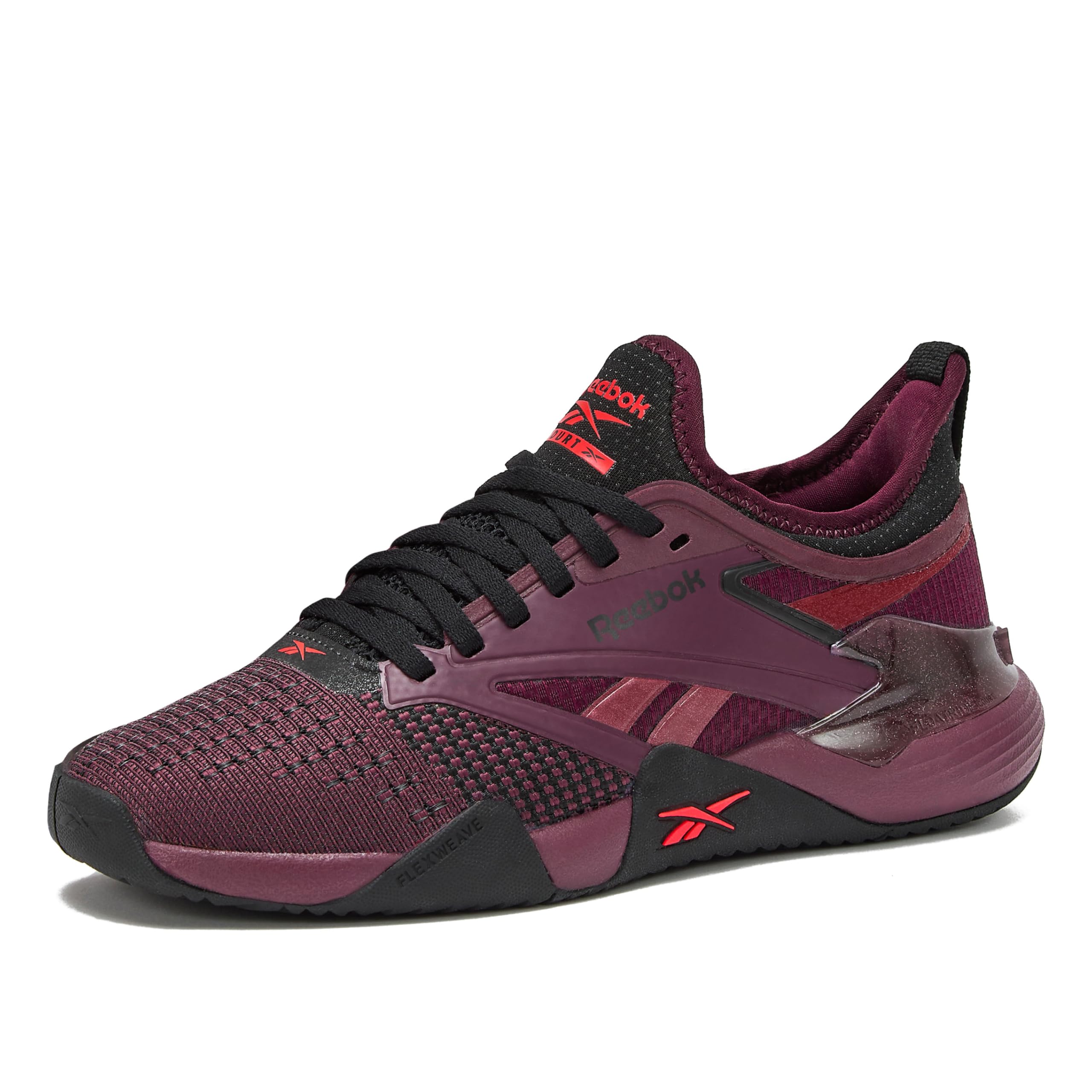Reebok Women’s Nano Court Sneaker, Black Cherry/Black/Retro Red, Size 5