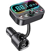 Bovon Bluetooth 5.0 FM Transmitter for Car, USB C PD Bluetooth Car Adapter with Dual Mic/2.0" LCD Display/3 USB Ports/9…