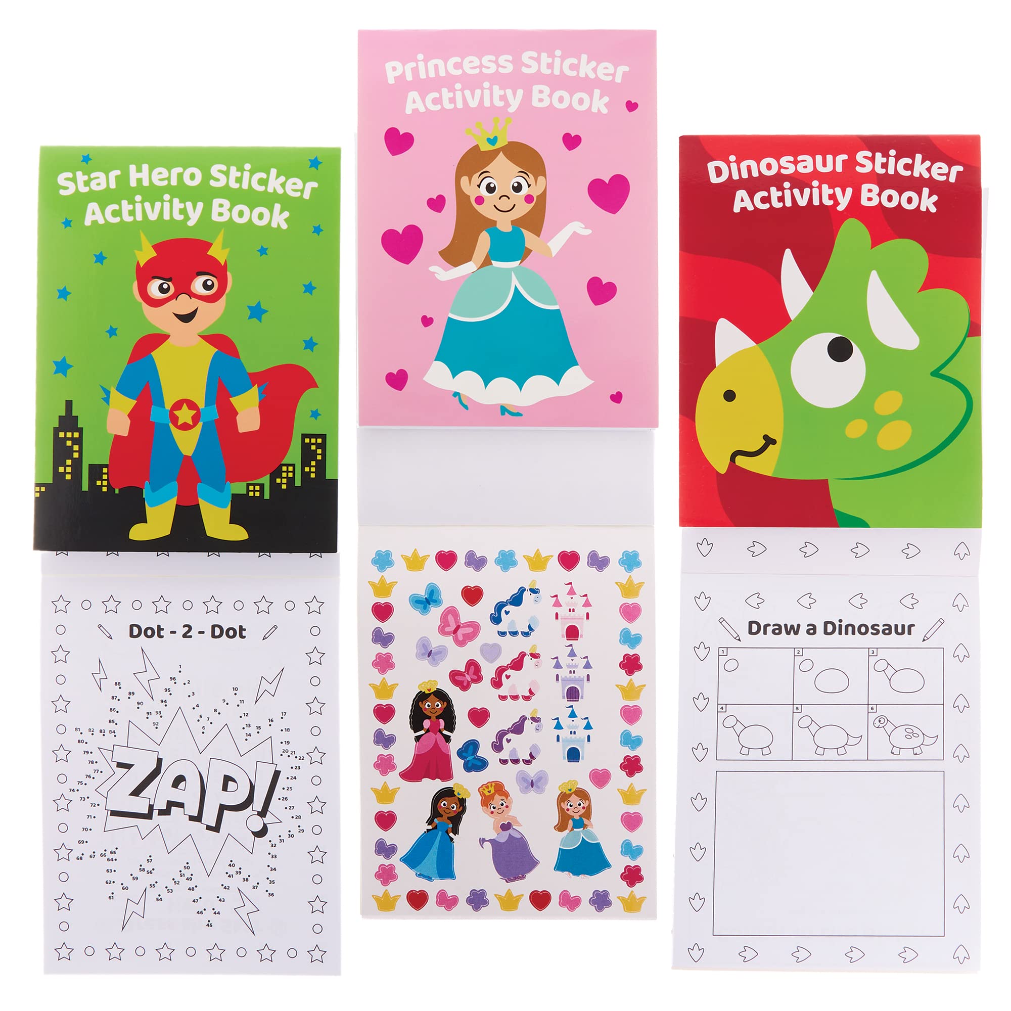 Baker Ross FX833 Sticker Activity Books - Pack of 8, Sticker Book Party Bag Fillers for Kids
