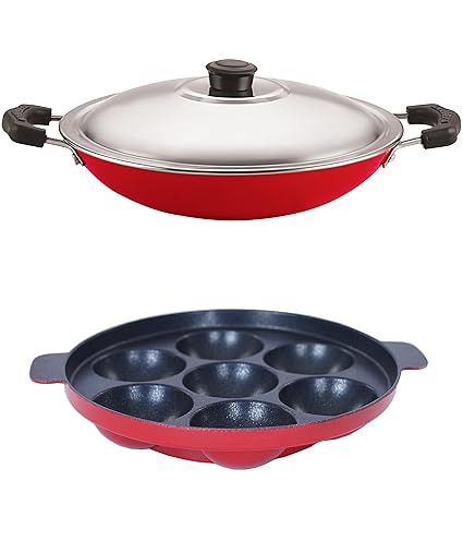 Nirlon Non-Stick Aluminium Cookware Set, 2 Pieces, Red (2.6mm_AP(7)_AC)