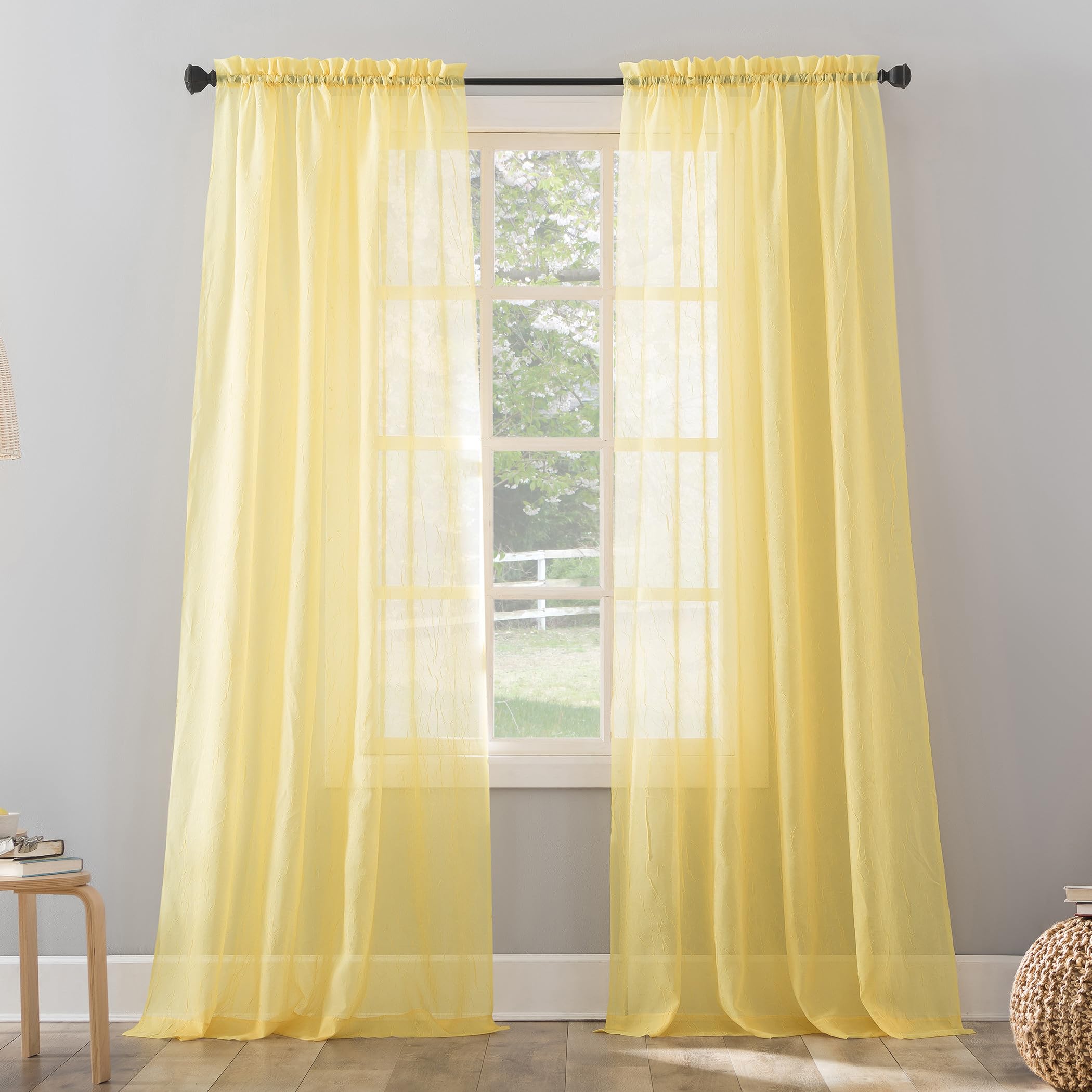No. 918 Rod Pocket Curtain Panel, Fabric, Yellow, 51" W x 63" L (Pack of 1) — image 1