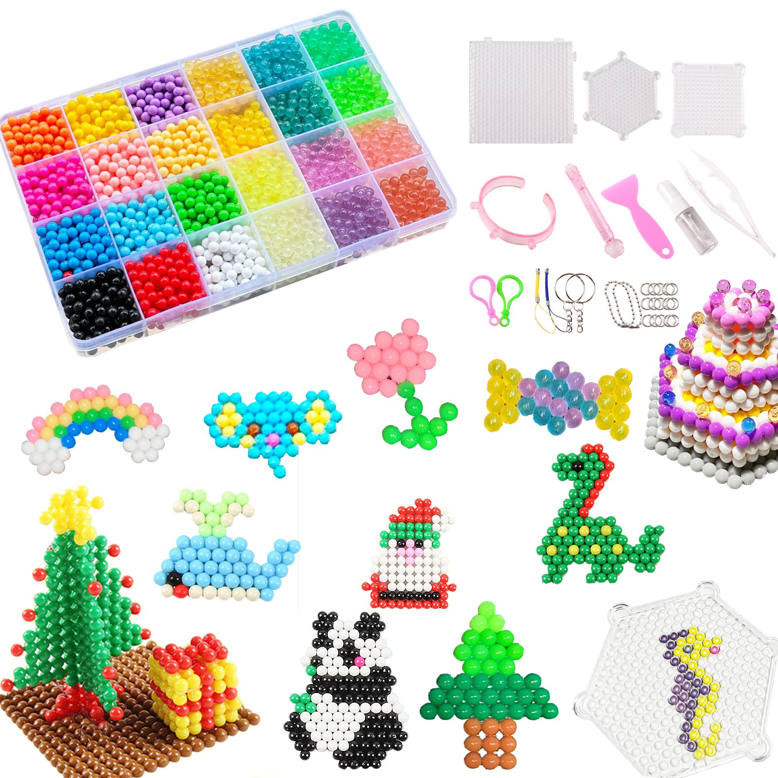 OINEEDU Fuse Beads Kit Masterful Non-Iron,3000 Beads, 5mm, 24 Vibrant ...
