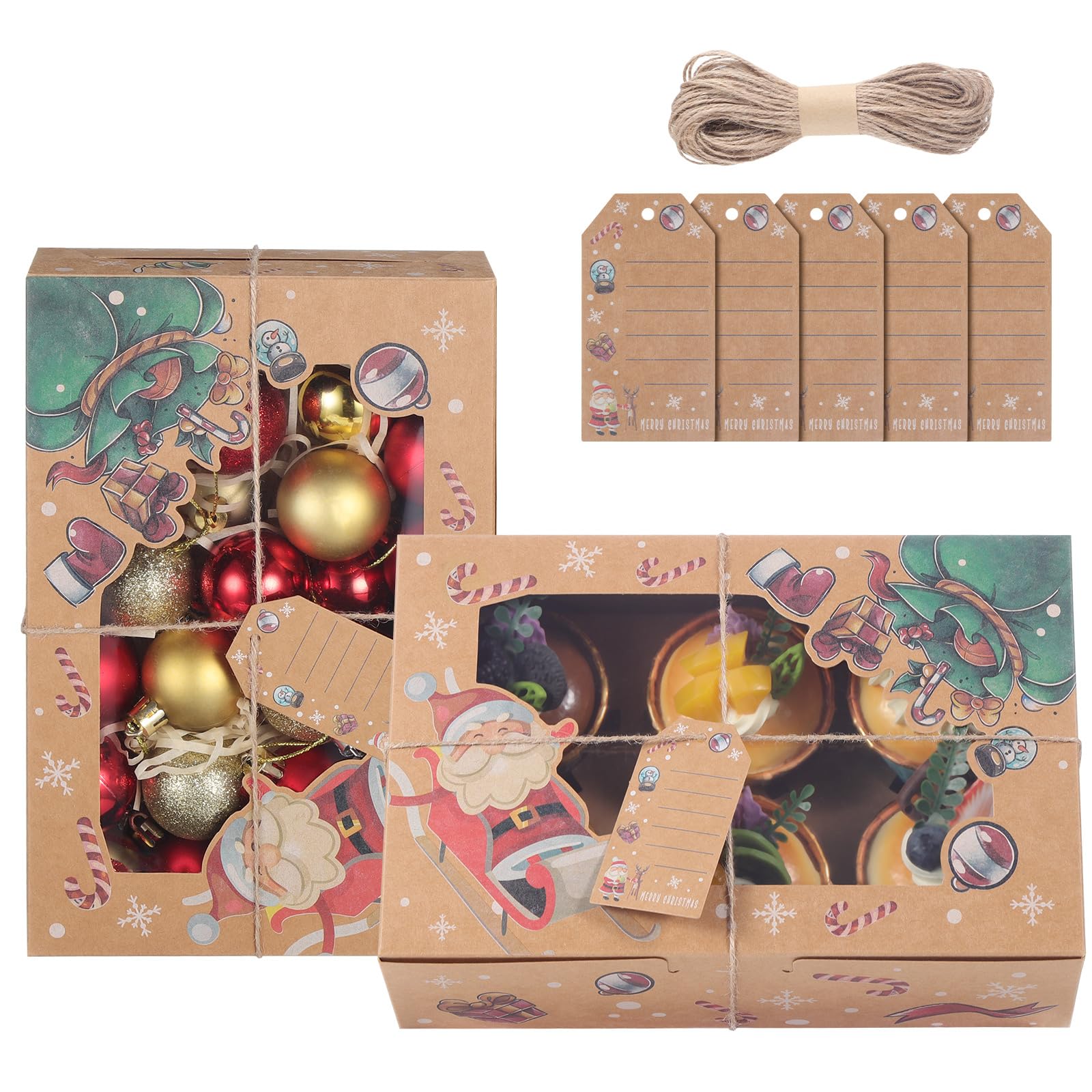 TsunNee Christmas Cupcake Boxes 6 Hole Muffin Boxes with Inserts, Xmas Treat Boxes Gift Boxes, Cookies Gift Baking Box for Christmas Pastries Brownies Donuts Party Supply