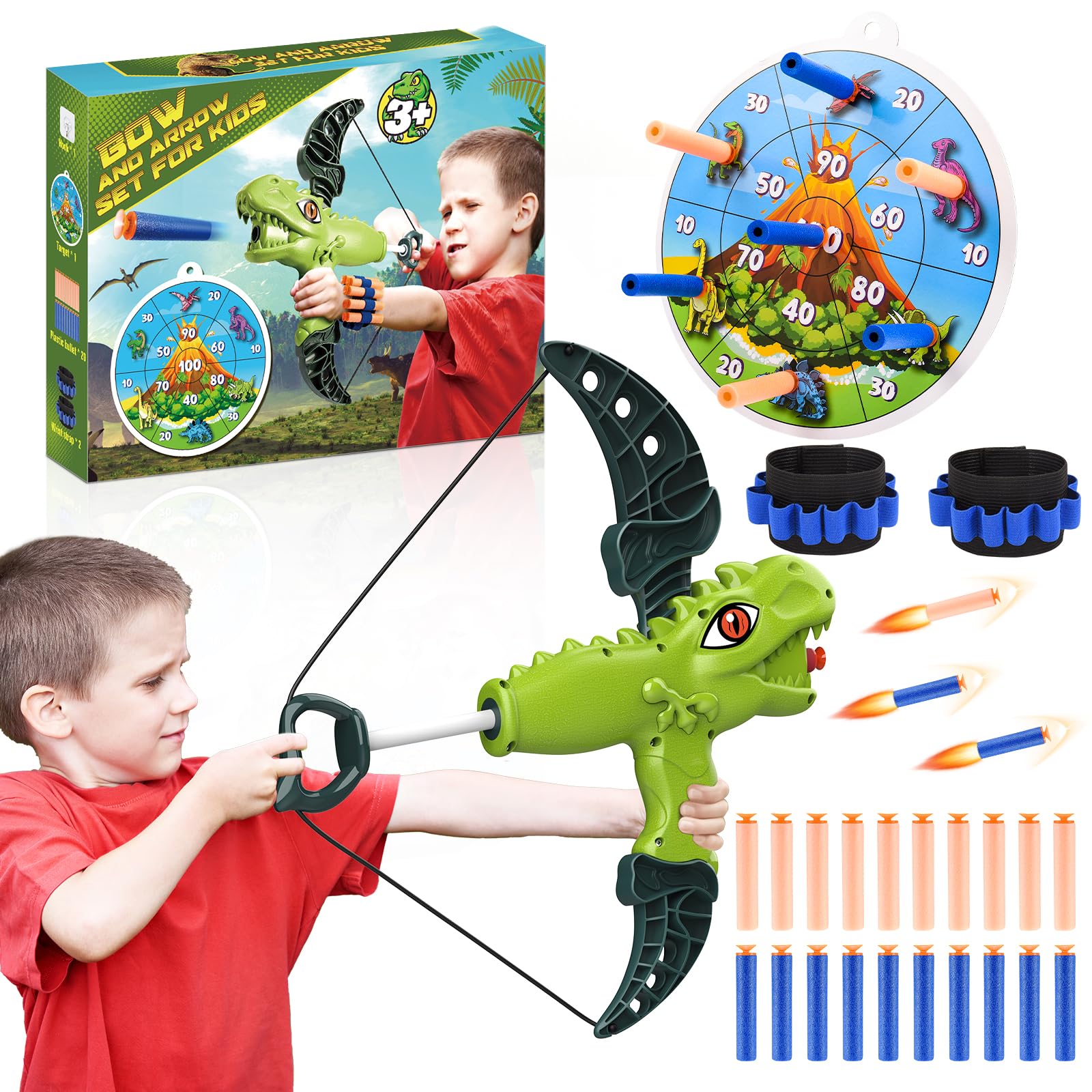Veopoko Toys for 4 5 6 7 8 Year Old Boys, Dinosaur Toys for Boys Age 4-8 Bow and Arrow Set Kids 4 5 6 7 8 Year Old Boy Gifts Outdoor Toys for 4-8 Year Old Boys Toys Age 4-8 Archery Set Kids, Medium