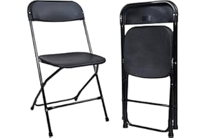 Elevon Folding Plastic Chair with 500-Pound Capacity, Black, 2-Pack