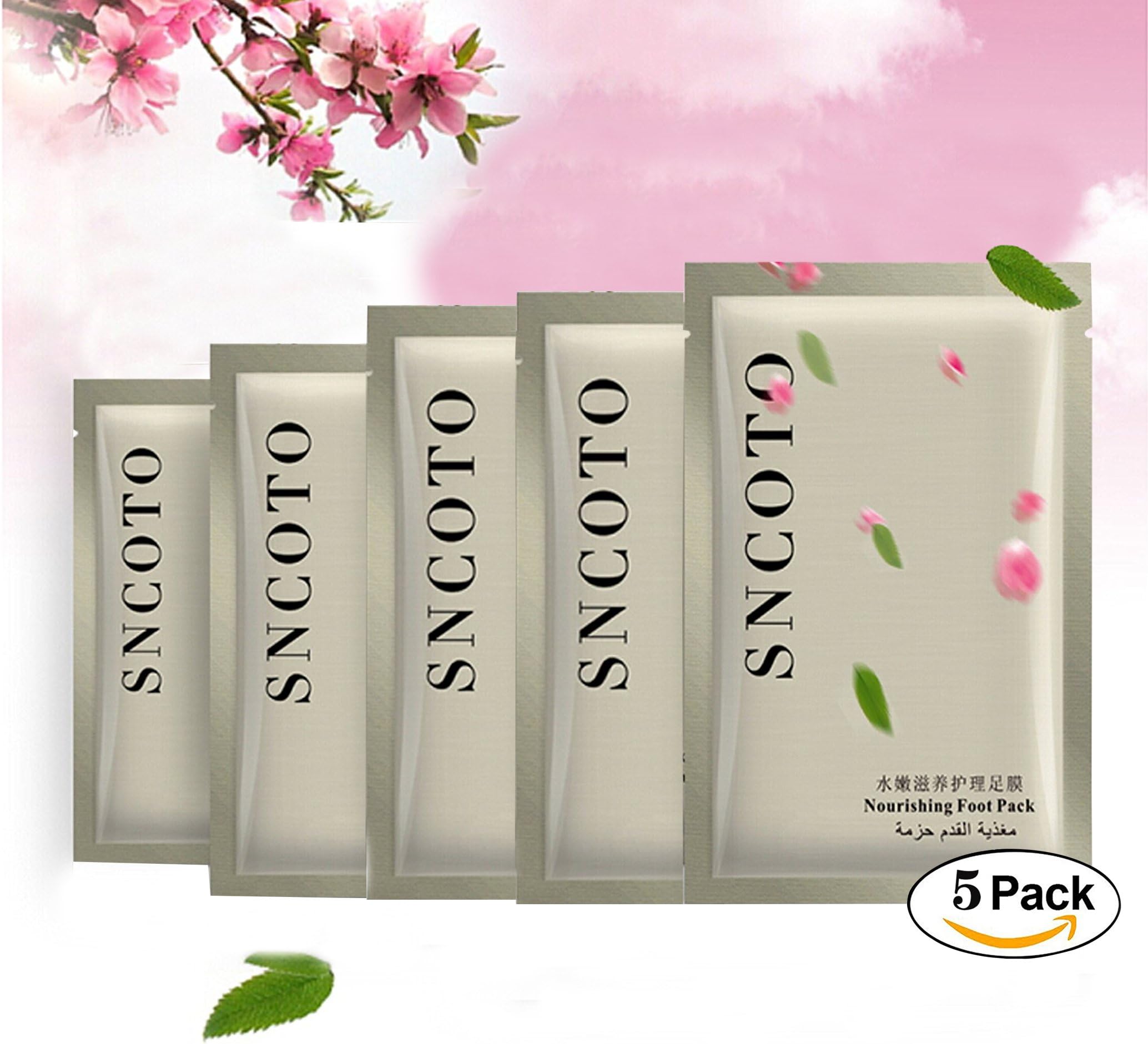 Nourishing Foot Pack Foot Mask Socks Smoothing Foot Exfoliation Double Layer Mask Sheet Foot Pack Refreshing & Relaxing 28g x 5 pair