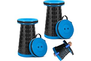 Prestige Outback 2-Pack 2025 Upgraded Collapsible Stool, Max 620lb Portable Folding Stool, Height Adjustable Retractable Telescopic Seat, Travel Chair, Foldable Camping Seat or Footrest, Gift