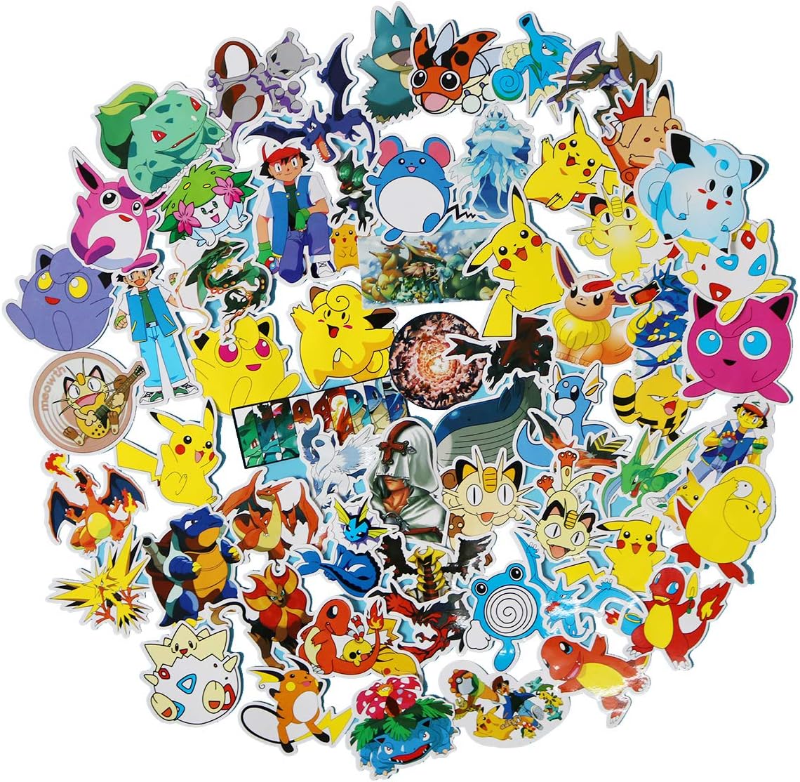 Meet Holiday Pokemon Stickers 60 pcs Laptop Stickers,Motorcycle Bicycle Luggage Decal Graffiti Patches for Teens