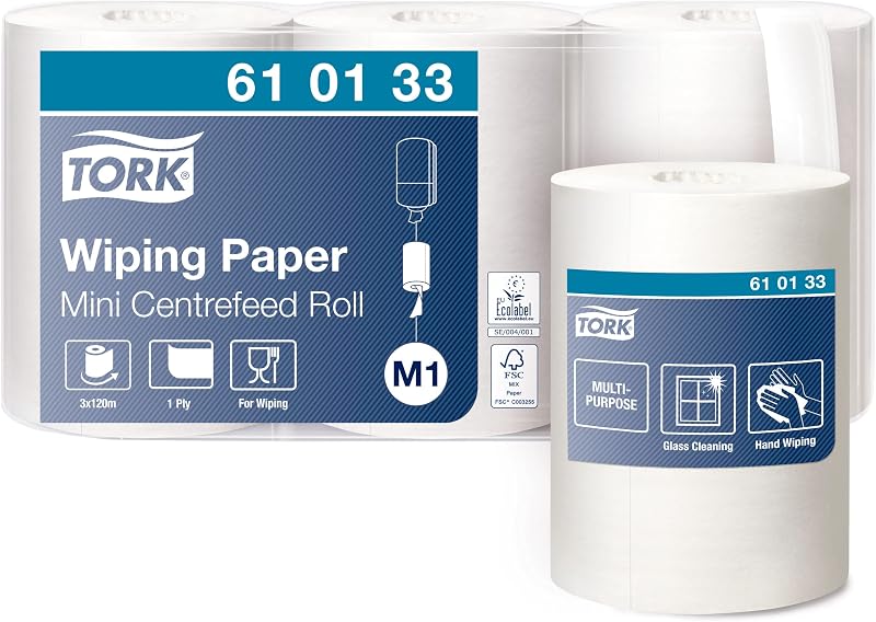 Tork Centrefeed Wiping Paper Roll White M1 3 x 120m