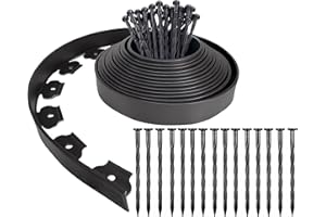 Usedgdig Heavy Duty 40FT Landscape Edging Kit with 40PCS Anchoring Spikes Plastic Garden Border for Flower Garden, Lawn, Paver (2Inch Tall, Black)