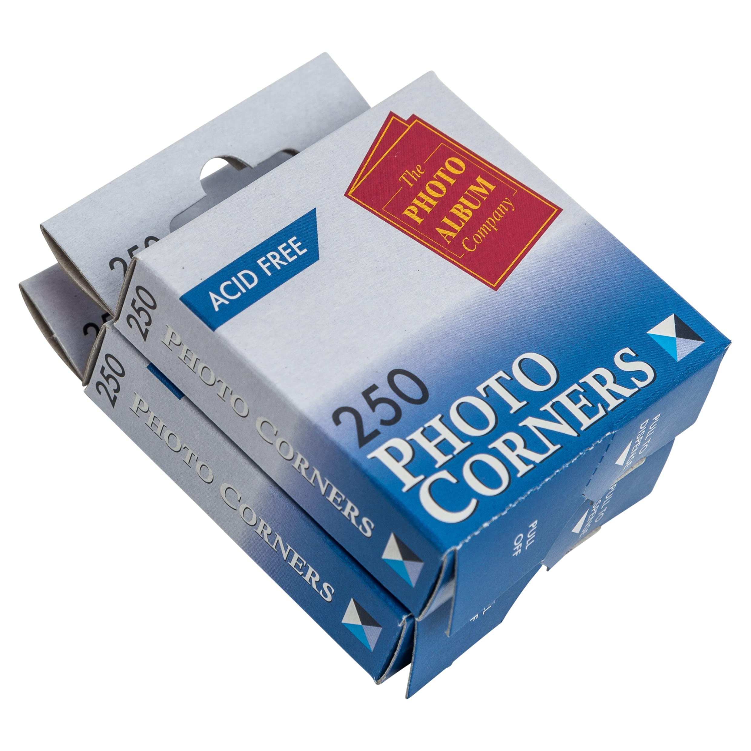 The Photo Album Company Limited | Photo Corners | Clear | 2 Packs of 250, Acid Free, Easy to Dispense | for Scrapbooking, Photograph and Picture Frame Mounting