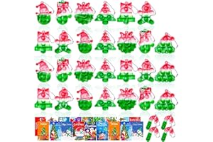 TOANWOD Large 32 PCS Christmas Party Favors for Kids: Christmas Stocking Stuffers Grinch Trinkets, Goodie Bag Stuffers Classroom Prizes Gifts, Fidget Toys Bulk Pop Keychain (32 Keychain + 32 Cards)