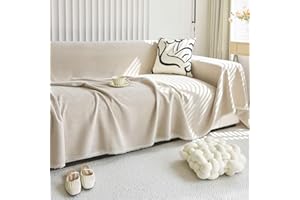 HANDONTIME Corduroy Sofa Covers Light Khaki Couch Slipcover Jacquard Couch Cushion Covers Cozy Dog Couch Cover Pet Couch Protector Chenille Couch Covers for Sectional Sofa L Shape Washable, 71" X134"