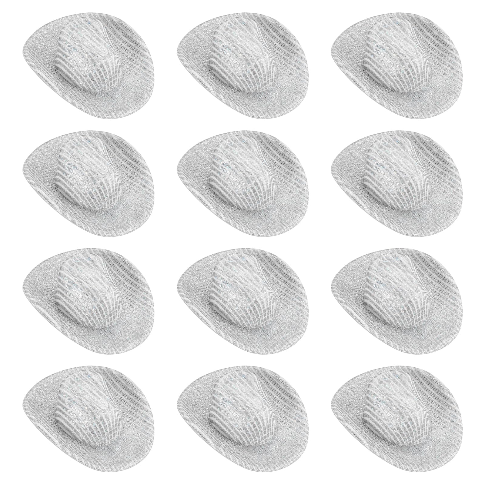 PATIKIL Mini Cowboy Hats, 12 Pcs Miniature Western Cowboy Hat for Crafts, Party Decoration, Doll Pet Dress Up, Small Square Style, White