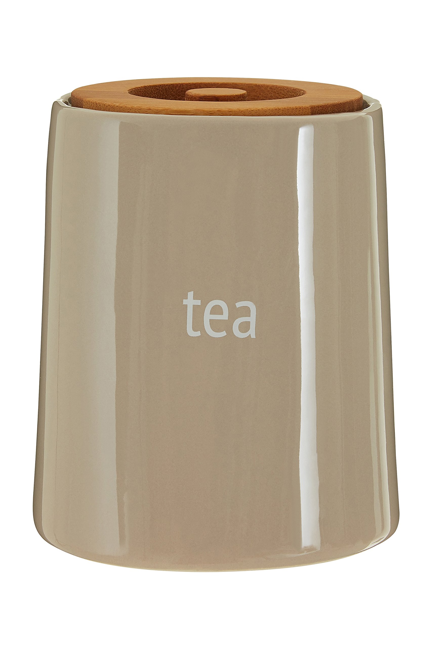 Premier Housewares Fletcher Tea Canister - Beige, H14 x W12 x D12cm