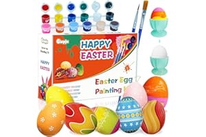 GLXPJU Easter Eggs Painting Kit-Reusable Paintable Eggs with Doodle Kit for Girls and Boys, DIY Toys with Egg Washer for Easter Decoration, Easter Gift for Children