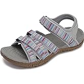 WHITIN Women’s Hiking Sandals with Arch Support | Adjustable Hook and Loop Straps | Durable Sport Sandals for Outdoor Adventure