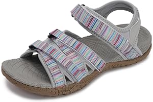 WHITIN Women’s Hiking Sandals with Arch Support | Adjustable Hook and Loop Straps | Durable Sport Sandals for Outdoor Adventure