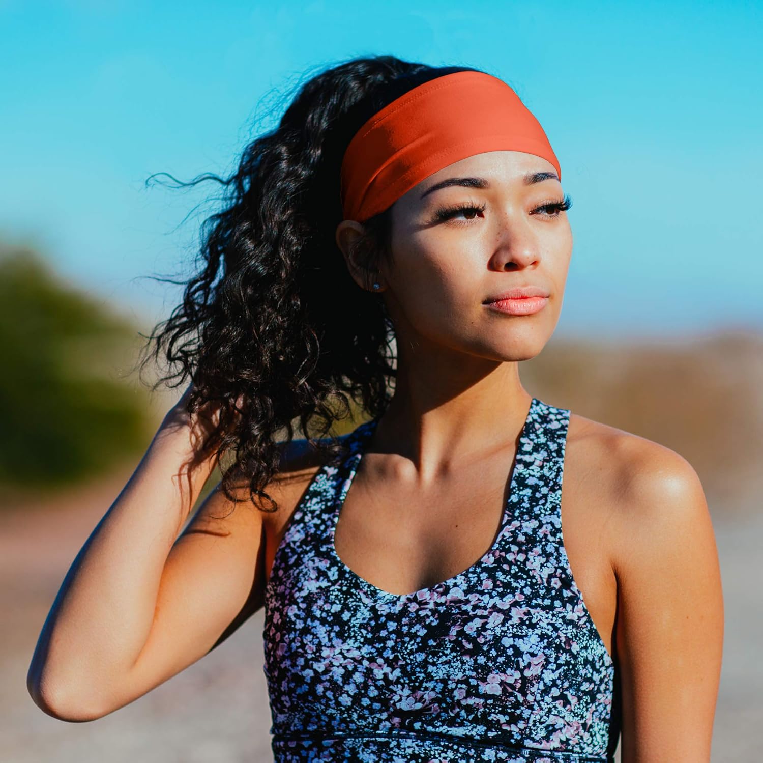 Suddora Solid Color Wide Headband/Sweatband - Workout, Football, Soccer, Yoga (Orange): Sports & Outdoors