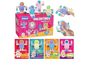 DG-DIRECT 28 Pack Valentines Day Gifts for Kids, Valentines Day Cards with Astronaut-Shaped Finger Spinner POP Toys for Kids, Valentine School Classroom Exchange Prizes, Valentine Party Favor Toy Set
