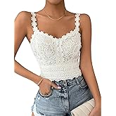 GORGLITTER Women's Lace Corset Tops Backless Going Out Crop Top Bralette Boho Cami Tank