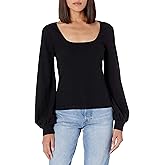 The Drop Women's @lucyswhims Square-Neck Balloon-Sleeve Top, Black, XXL