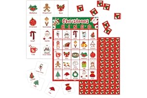 Lesixur Christmas Bingo Games - Christmas Bingo Games for 24 Players, Christmas Party Supplies, Holiday Bingo Games for Family, Friends, Classmates, Colleagues, Neighbors- A04