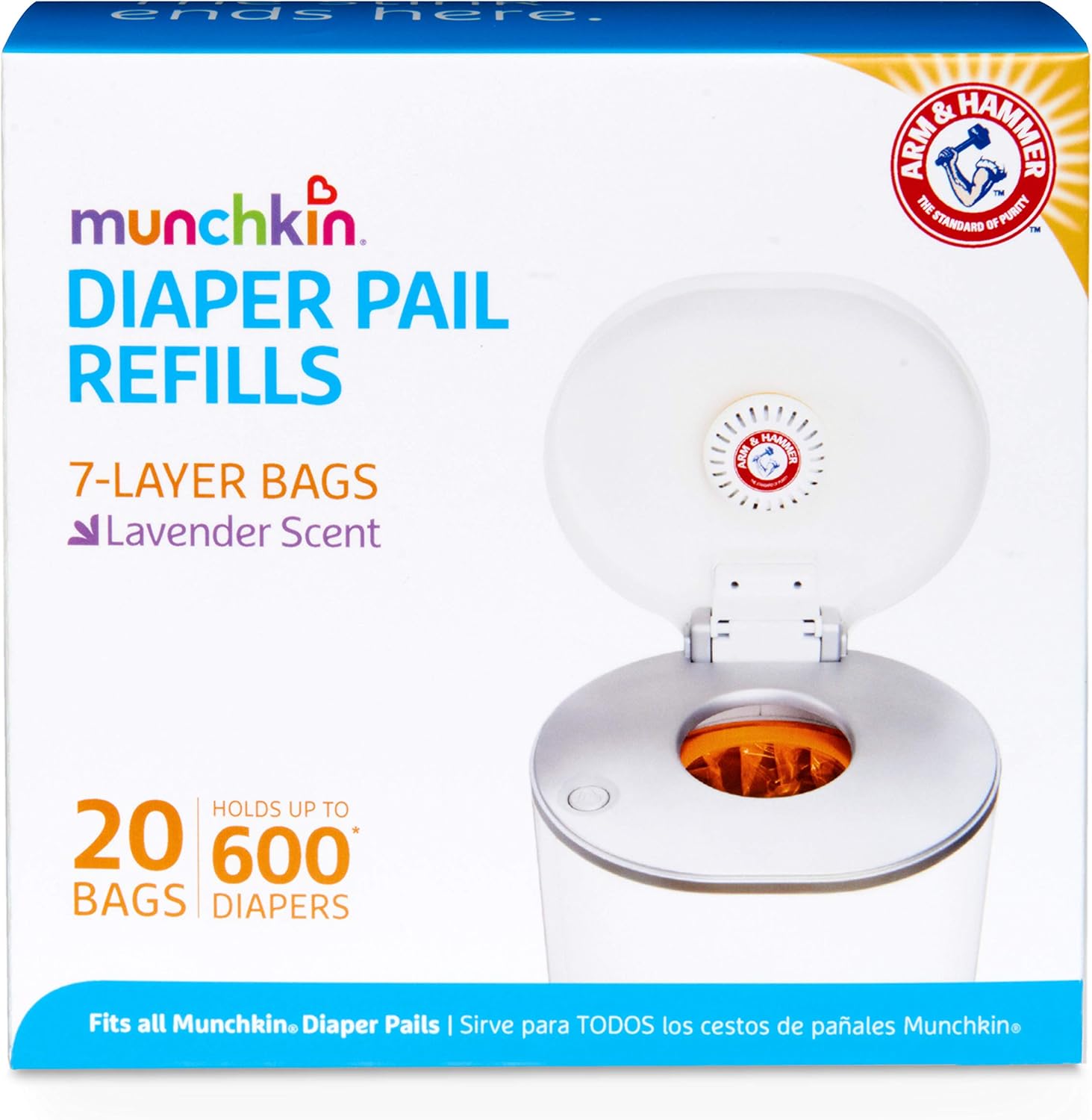 Munchkin Arm & Hammer Plastic Nappy Bin Bags (Pack of 20), Black11281505aa084