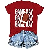 Football Shirts for Women Game Day T Shirts Football Outfits Funny Graphic Tee Casual Short Sleeve Tee Shirts