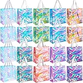 Saintrygo 20 Pack Clear Tote Bags Bulk 12 x 12 x 6 PVC Plastic Tote Bag with Handles for Stadium Work Beach Sports(Bright Color)