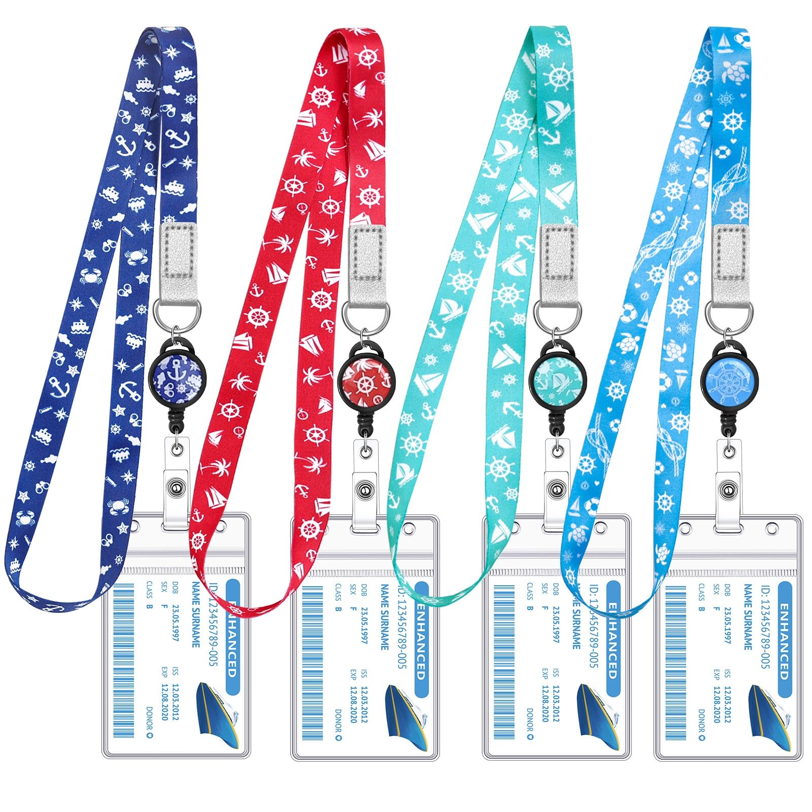Photo 1 of 4 Pack Cruise Lanyard for Ship Cards Lanyards with Retractable Badge Reels Waterproof ID Badge Holder 2025 Cruise Essentials Accessories