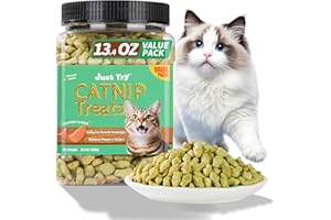 Just Try 13.4 OZ Crunchy Cat Treats Catnip Treats for Cats with Digestive Support, Natural Ingredients Kitten Treats with Real Salmon, Healthy Feline Snacks Training Biscuits Dental Care